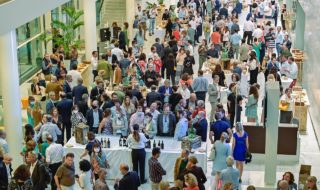 A crowd at the Palais des Congrès in Bordeaux